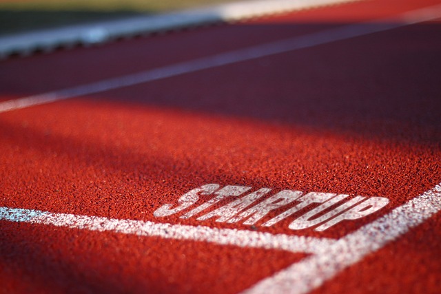 illustration of a track with startup written on floor